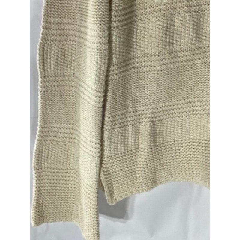 FAHERTY Women's Beige Crochet Knit V-Neck Poppy Pullover Hoodie SZ XS