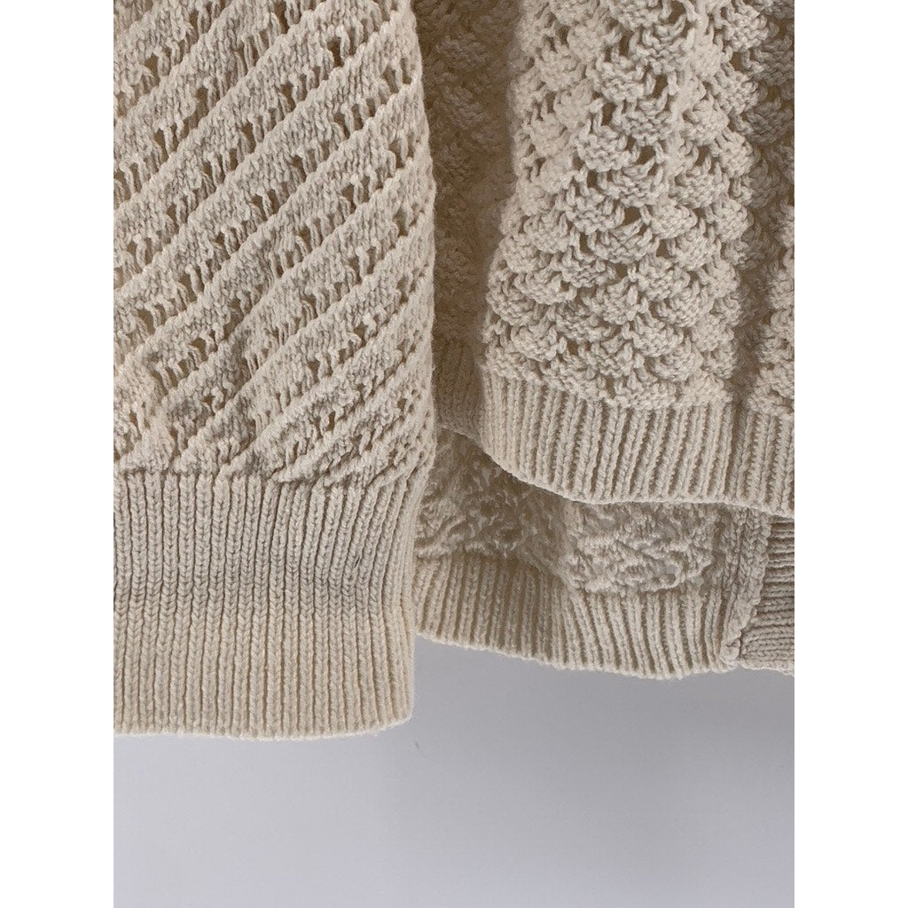 SONOMA GOOD FOR LIFE Women's Cream Open-Knit Button-Up Cardigan SZ 0X
