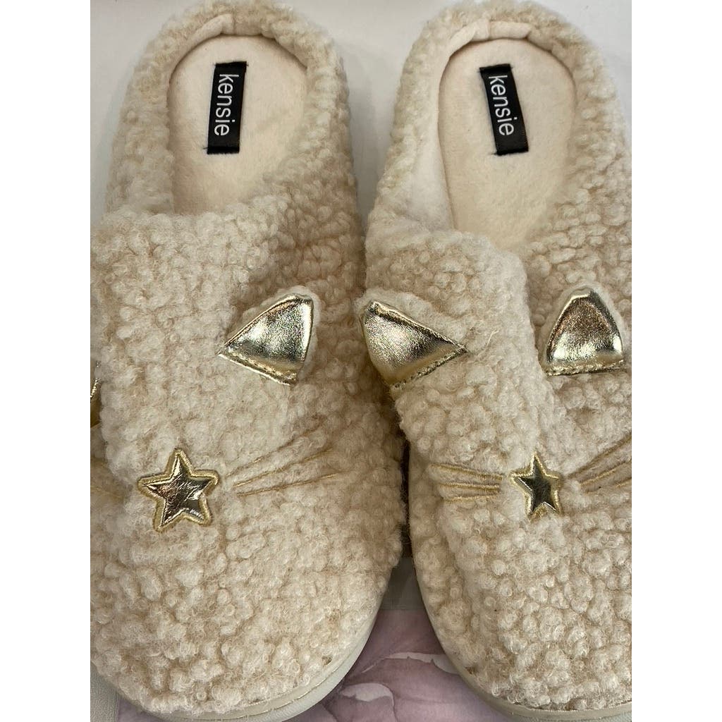 KENISE Women's Ivory Comfy Critter Faux-Fur Memory Foam Clog Slipper SZXL(10/11)