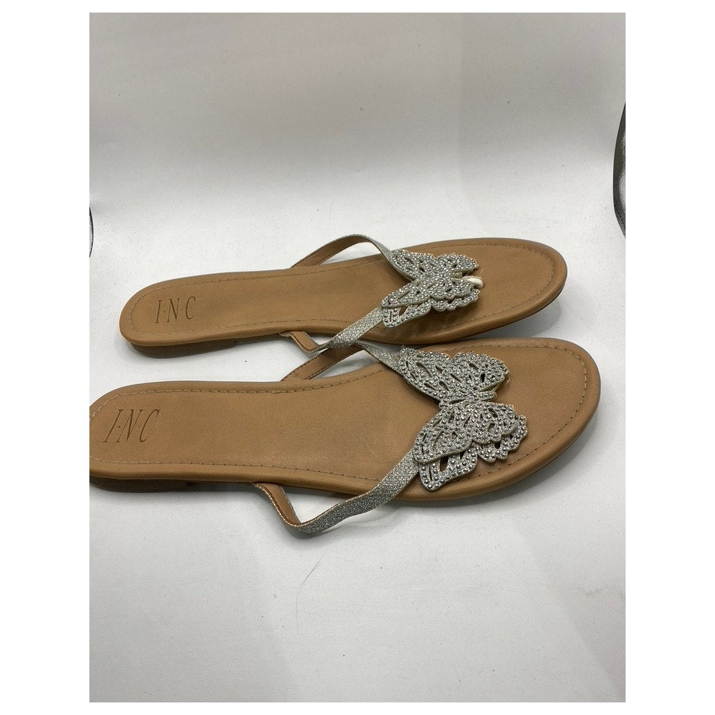 INC INTERNATIONAL CONCEPTS Women's Silver Marsha Butterfly Sandals SZ 11