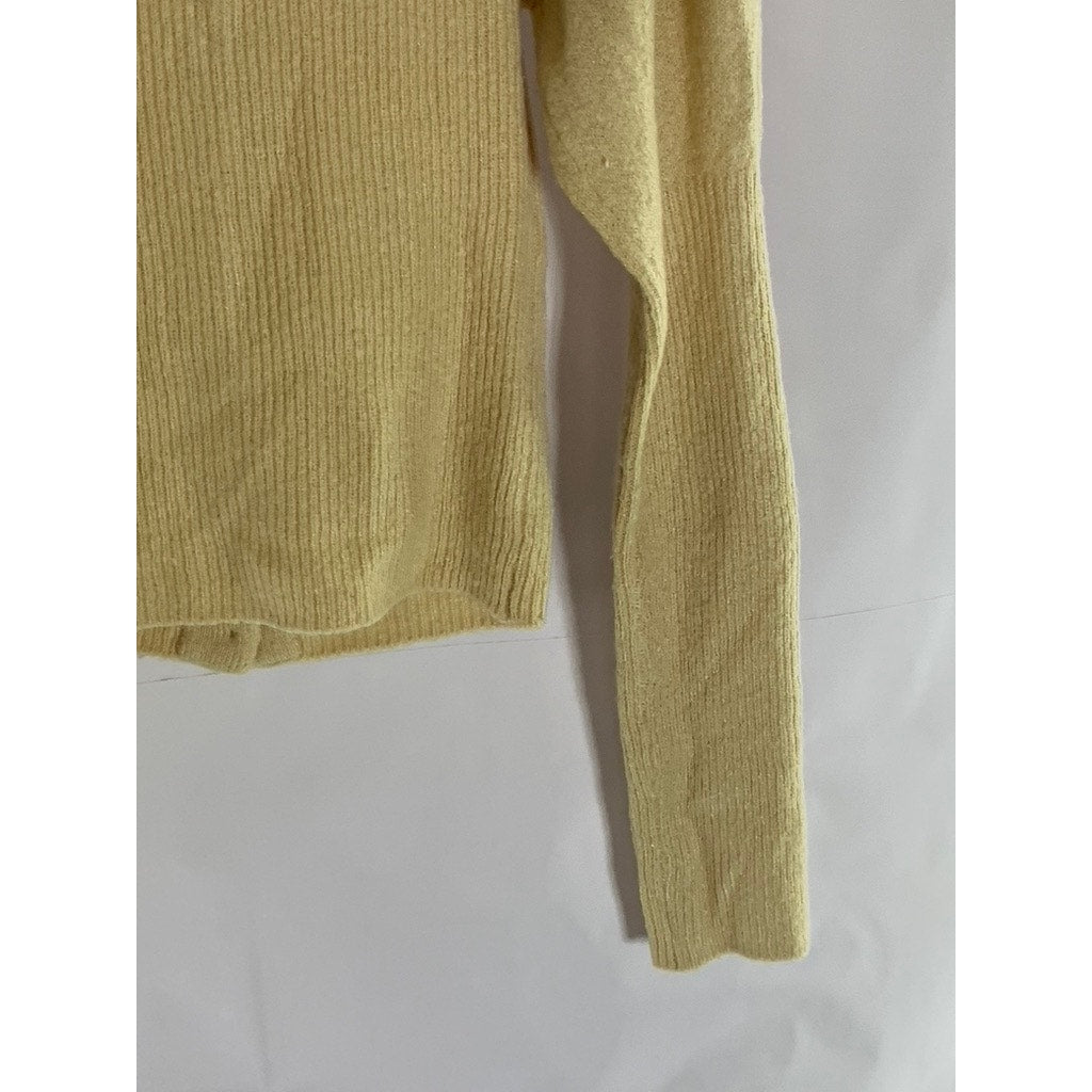 URBAN OUTFITTERS Women's Beige Rhinestone Button-Down Ribbed Cardigan SZ M