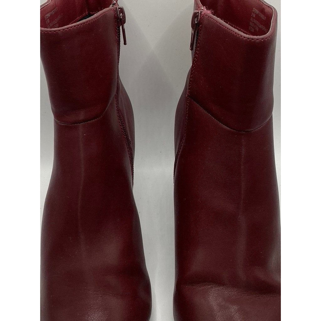 MADDEN GIRL Women's Burgundy Faux-Leather Stormyy Pointed-Toe Ankle Boots SZ 9.5