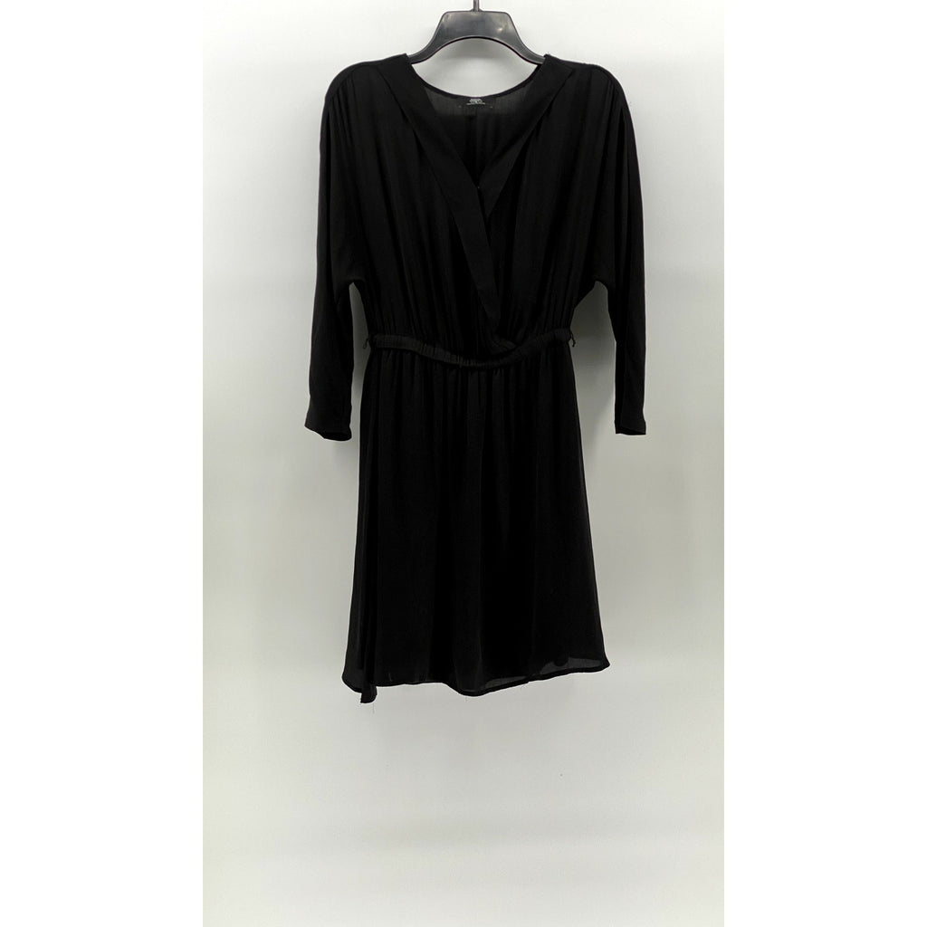 LE TEMPS DE CERISES Women's Black V-Neck Long Sleeve Elastic-Waist Dress SZ S