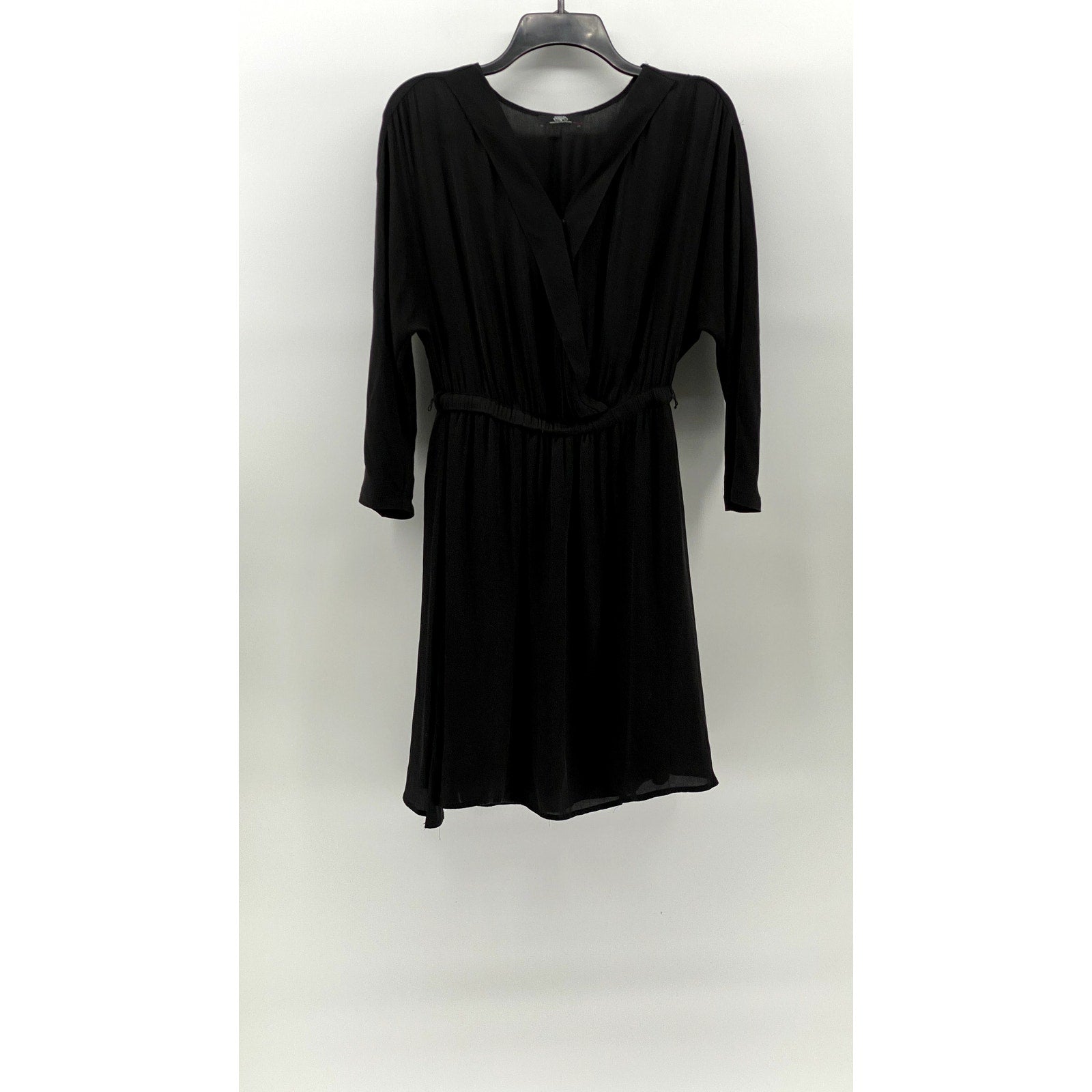 LE TEMPS DE CERISES Women's Black V-Neck Long Sleeve Elastic-Waist Dress SZ S