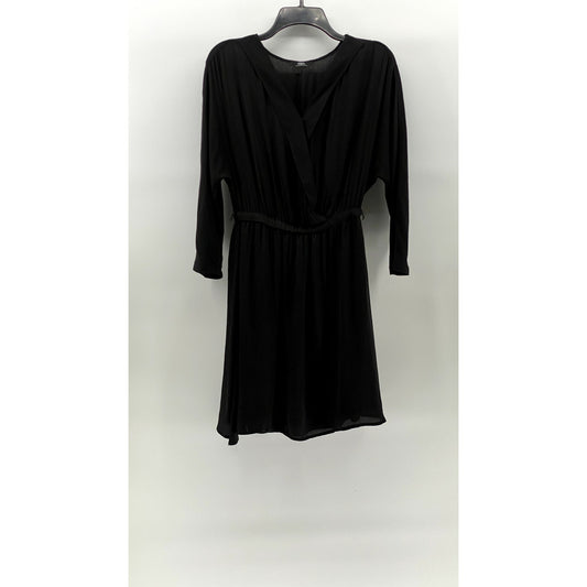 LE TEMPS DE CERISES Women's Black V-Neck Long Sleeve Elastic-Waist Dress SZ S