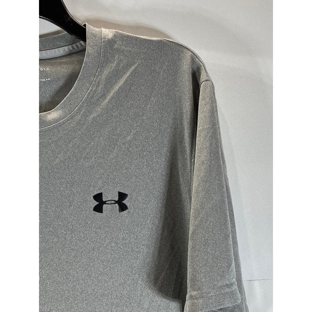 UNDER ARMOUR Men's Light Gray Crewneck Heatgear Loose Short Sleeve T-Shirt SZ L