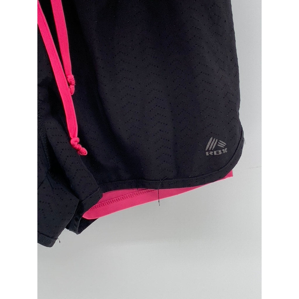RBX Performance Women's Black-Pink Mesh Active Shorts SZ S
