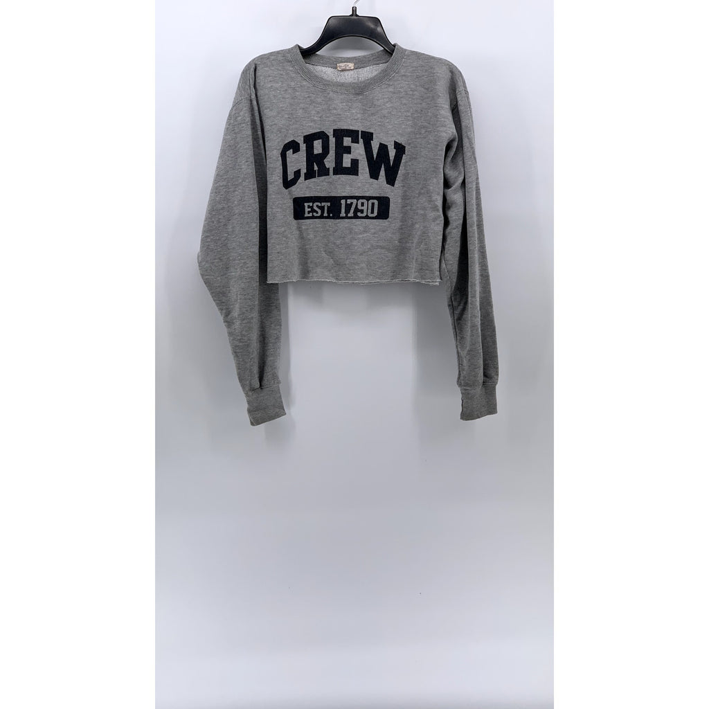 JOHN GALT Women's Heather Gray Casual Crewneck Logo Cropped Sweatshirt SZ OS