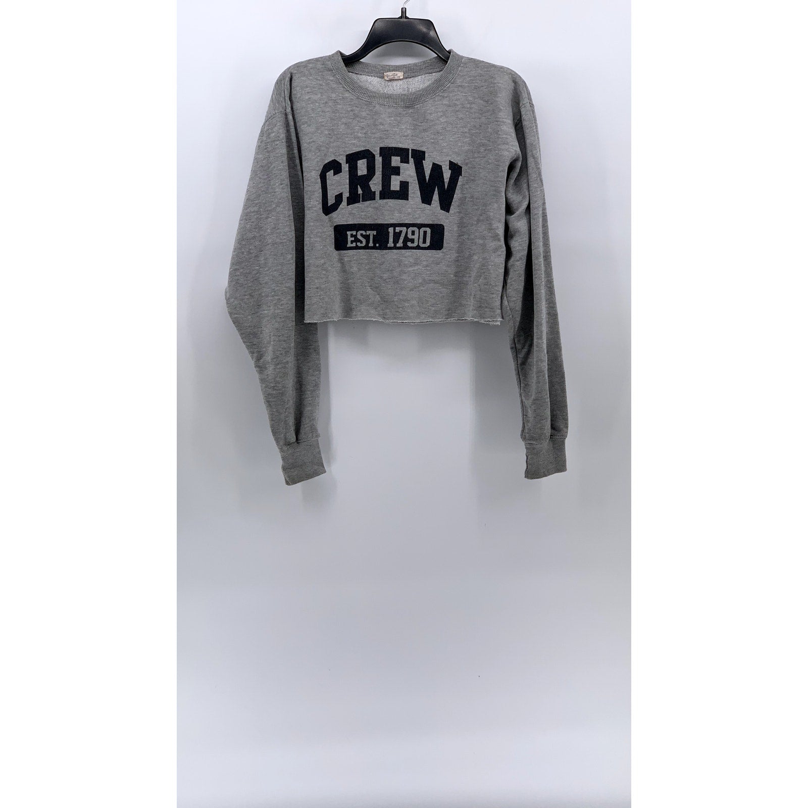 JOHN GALT Women's Heather Gray Casual Crewneck Logo Cropped Sweatshirt SZ OS