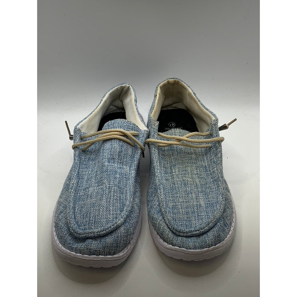 UNBRANDED Women's Blue Canvas Slip-On Loafers SZ 41(US10.5)