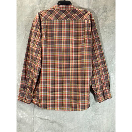 EDDIE BAUER Men's Orange Plaid Button-Up Long Sleeve Shirt SZ L