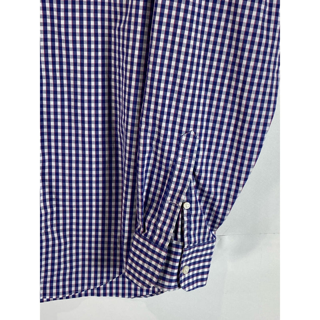 J. CREW Men's Blue Gingham Slim-Fit Performance Button-Up Long-Sleeve Shirt SZXL