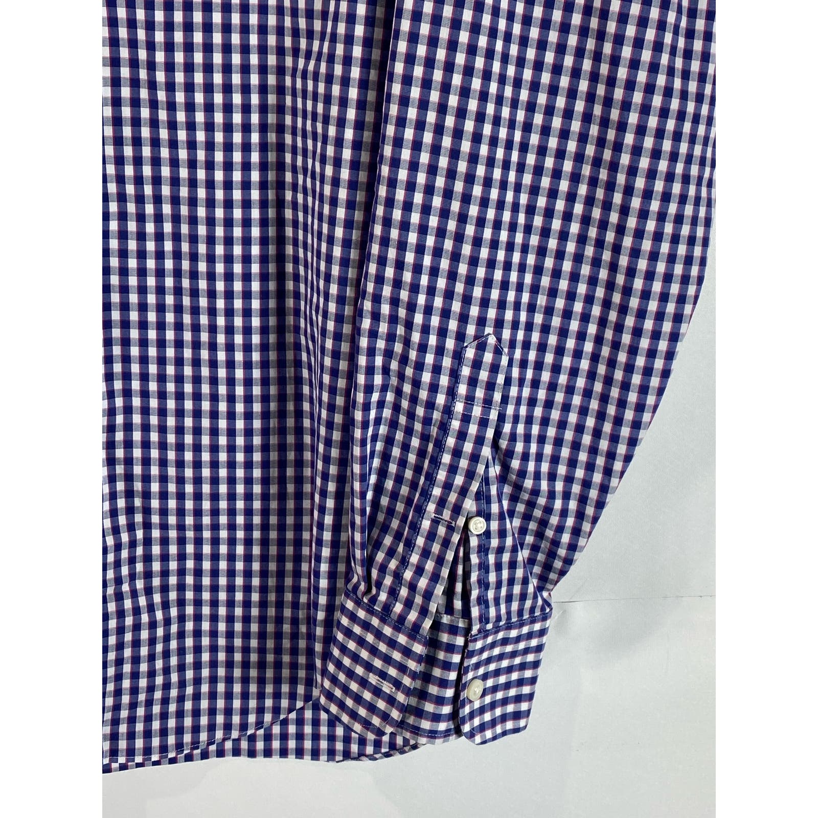 J. CREW Men's Blue Gingham Slim-Fit Performance Button-Up Long-Sleeve Shirt SZXL