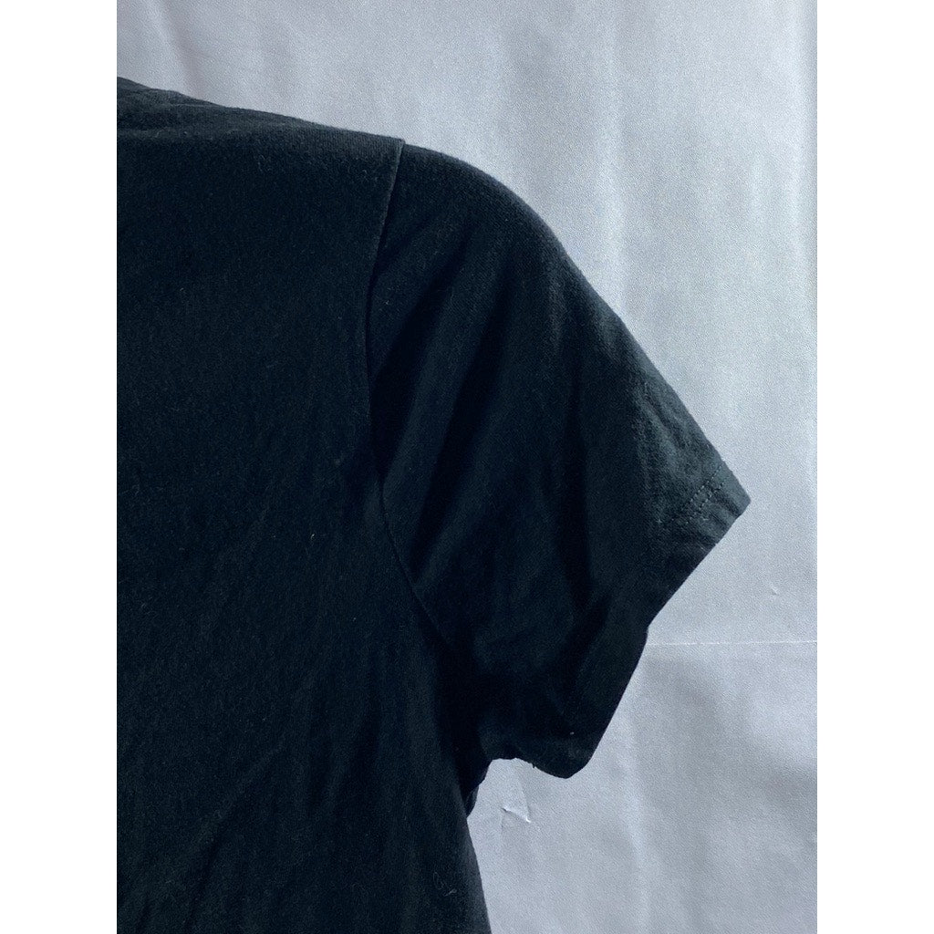 CAT & JACK Girls' Black Solid Crewneck Short Sleeve T-Shirt SZ L(10-12)