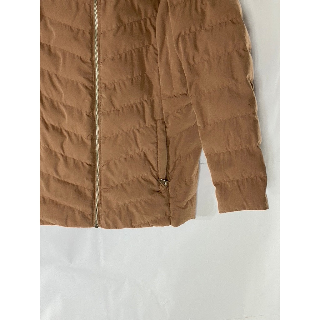 32 DEGREES HEAT Women's Salmon Pink Zip-Up Hooded Puffer Jacket SZ S