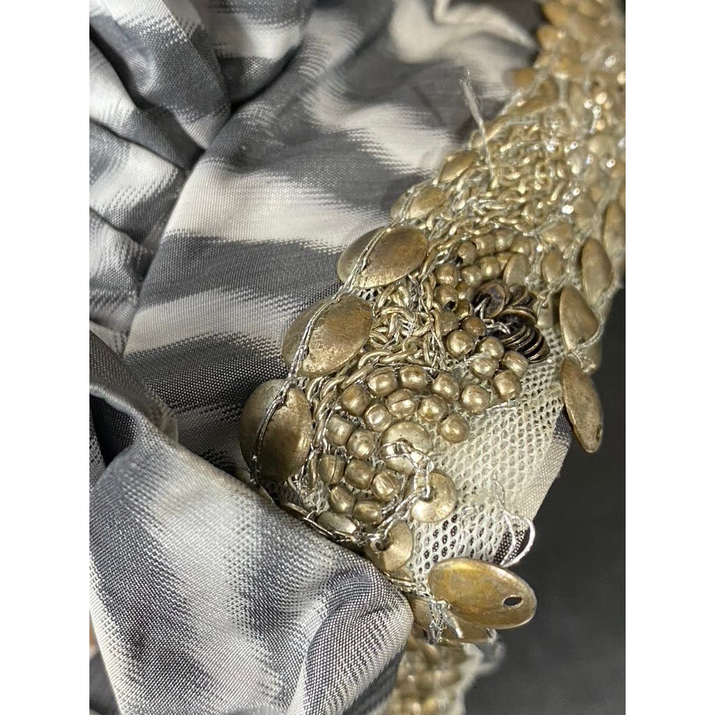 NICOLE BAKTI Vintage y2k Women's Strapless Bodycon Zebra Beaded Mini Dress SZ S