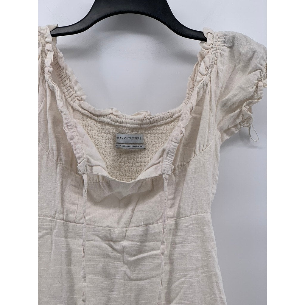 URBAN OUTFITTERS Women's Off-White Short Puff Sleeve A-Line Mini Dress SZ XS