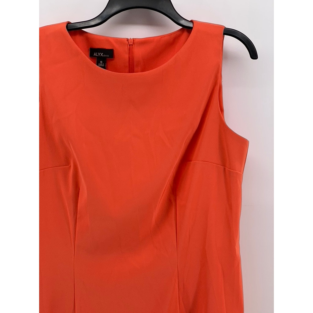 ALYX Women's Orange Solid Crewneck Sleeveless Mini Sheath Dress SZ 16