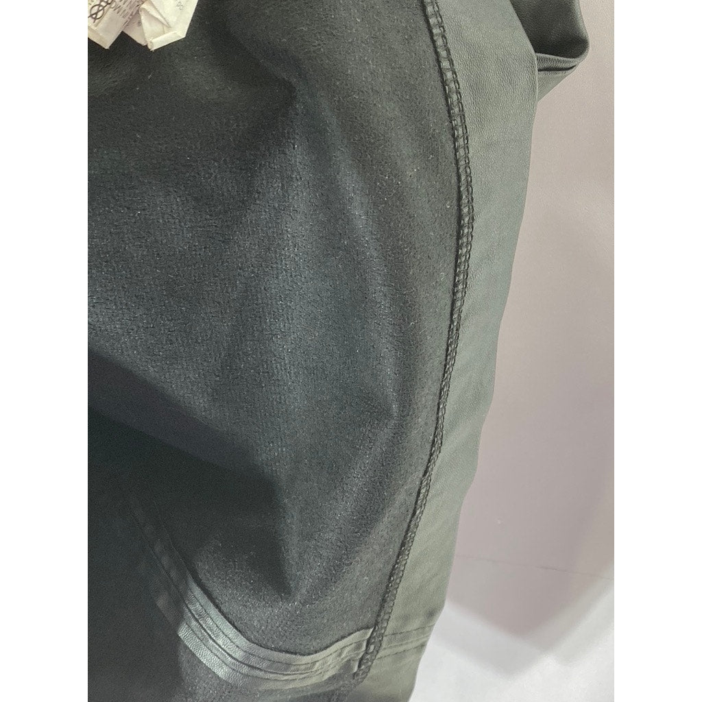 ZARA Girls Black Faux-Leather Snap-Button Overall Short Dress SZ 10