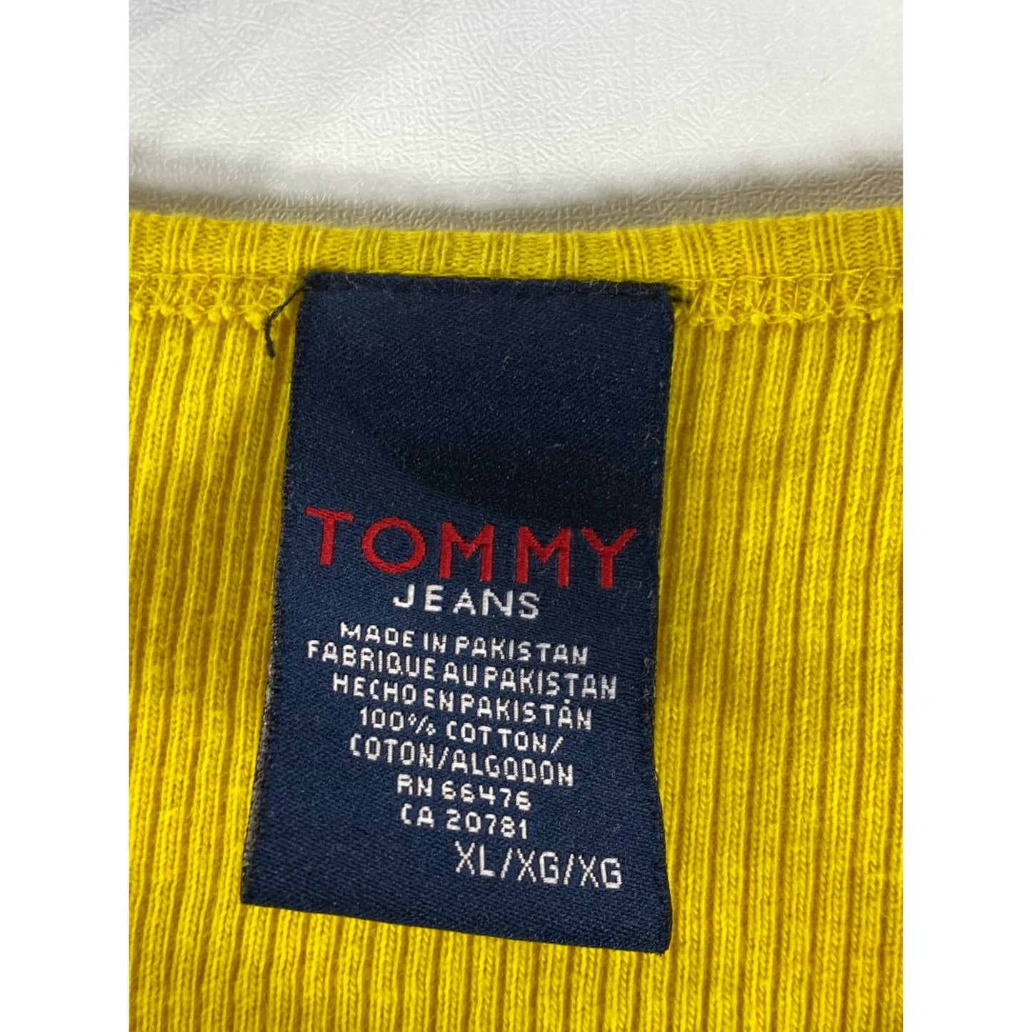 TOMMY JEANS Men's Sunny Yellow Vintage 90's Crewneck Ribbed T-Shirt SZ XL