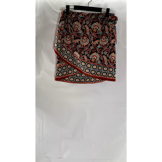 SHEIN Women's Black/Multi Printed Lightweight Mini Wrap Skirt SZ One Size
