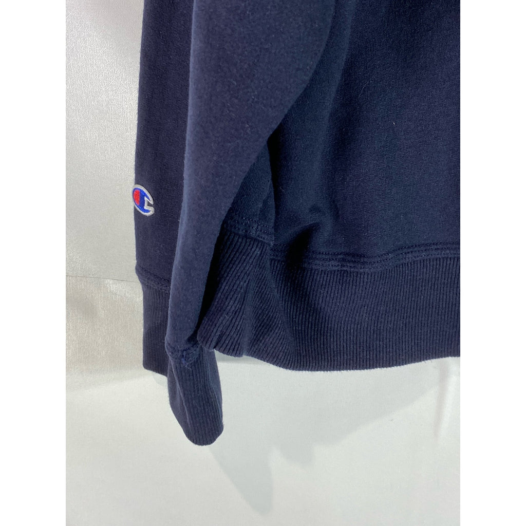 CHAMPION Men’s Navy Solid Hooded C-Logo Zip-Up Sweatshirt SZ XL