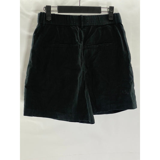 ABERCROMBIE & FITCH Women's Black Pleated Regular-Fit Linen-Blend Shorts SZ S