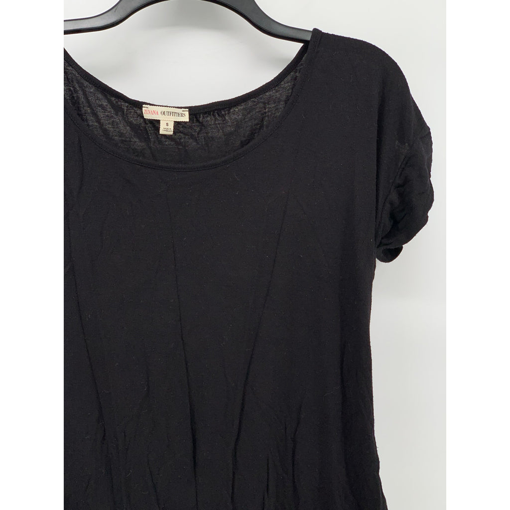 ZENANA OUTFITTES Women's Black Solid Scoop-Neck Short Sleeve Top SZ S