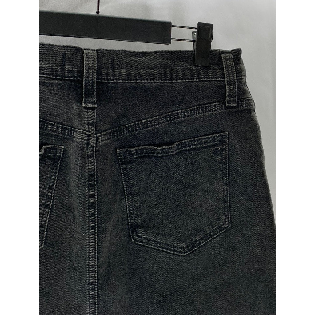 MADEWELL Women's Black Solid Raw-Hem Denim Stretch Straight Mini Skirt SZ 27