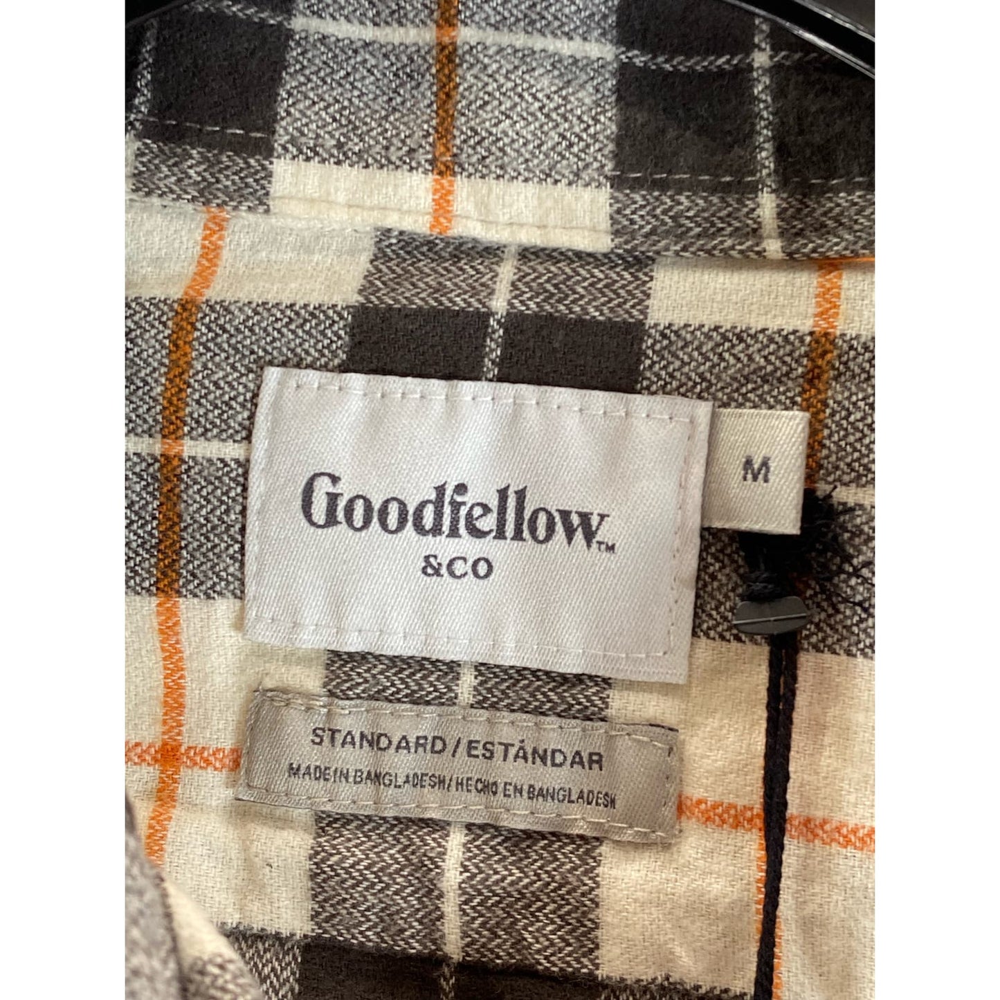 GOODFELLOW & CO Men's Chalk Plaid Standard-Fit Button-Up Long Sleeve Shirt SZ  M