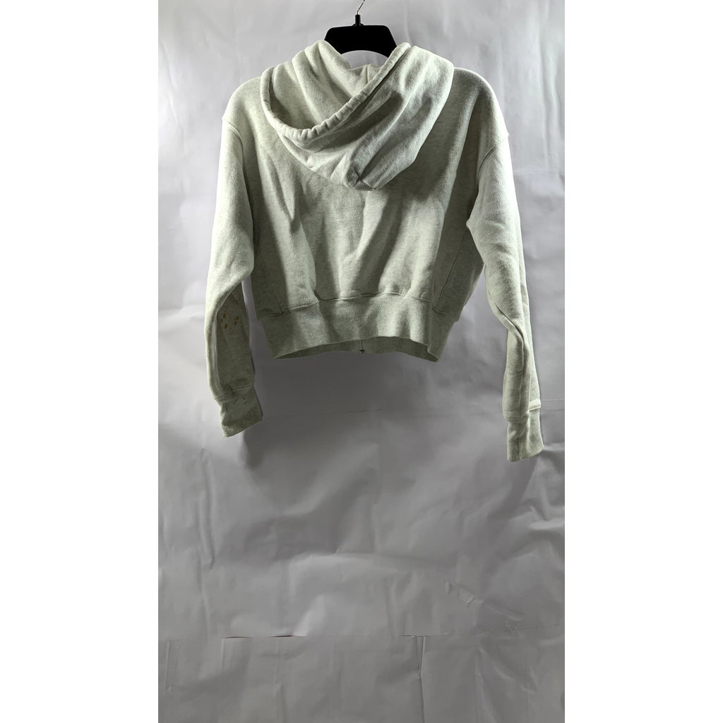 TNA Women's Light Gray Cozy Sweatfleece Boyfriend Fit Boxy Zip-Up Hoodie SZ S