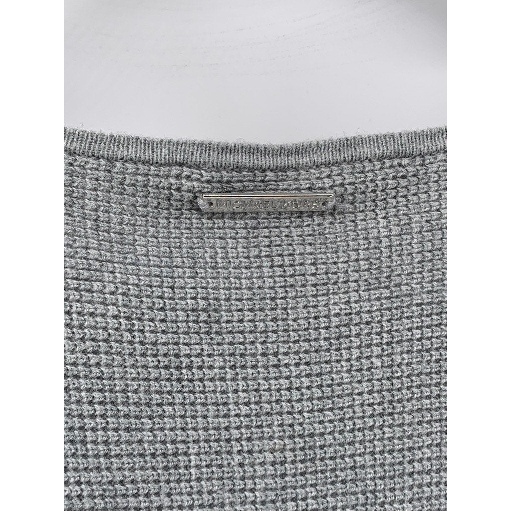 MICHAEL MICHAEL KORS Women’s Light Gray Scoop-Neck Long Sleeve Tunic Sweater SZM