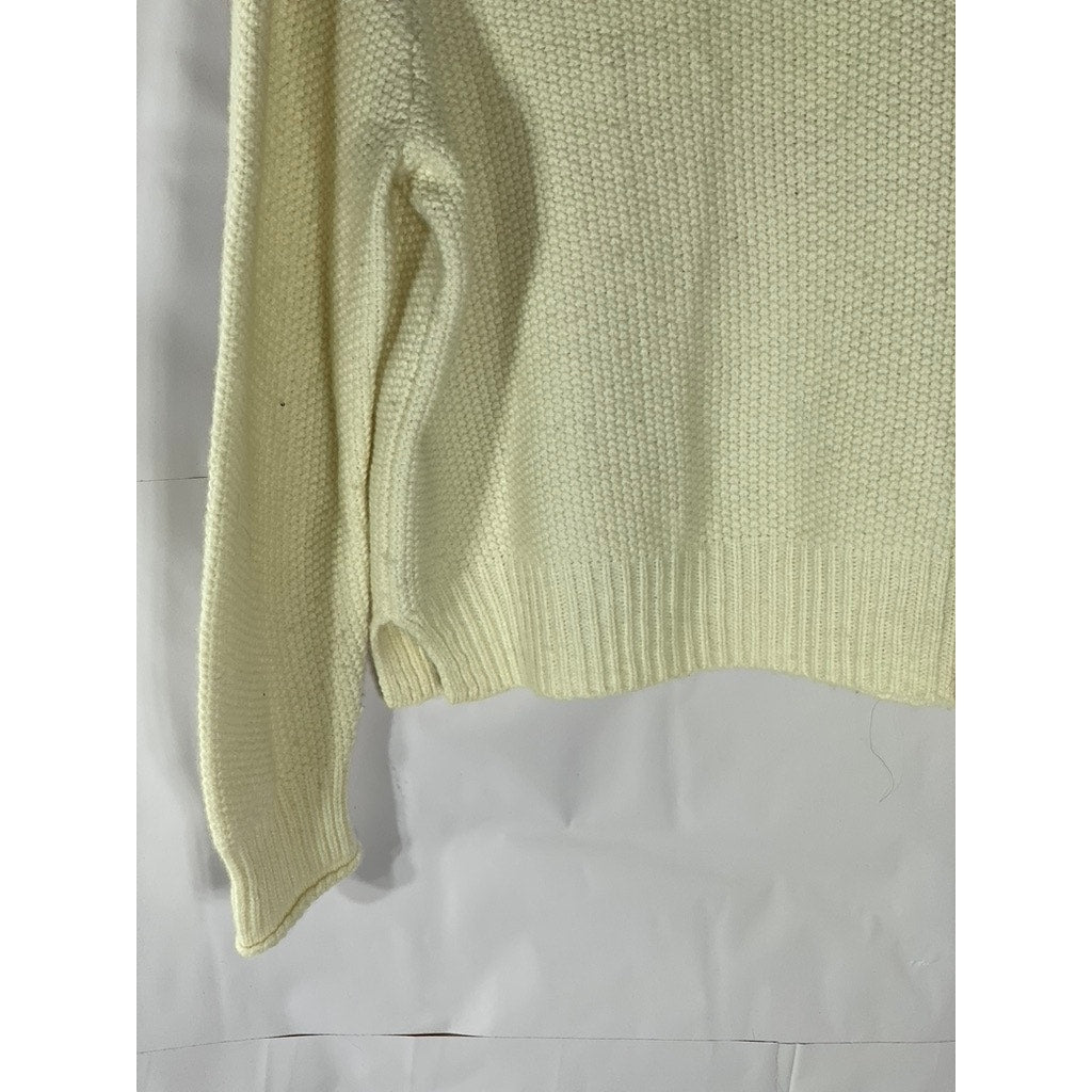 MADEWELL Women's Beige Varick Crochet Knit Turtleneck Sweater SZ L