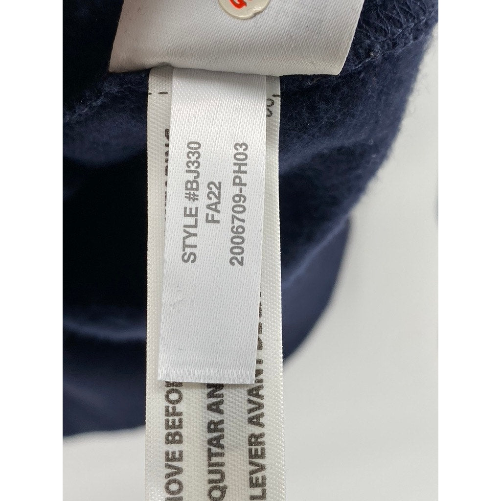 J.CREW Men's Navy Blue Pique Fleece Collared Pullover Long Sleeve Sweatshirt SZS