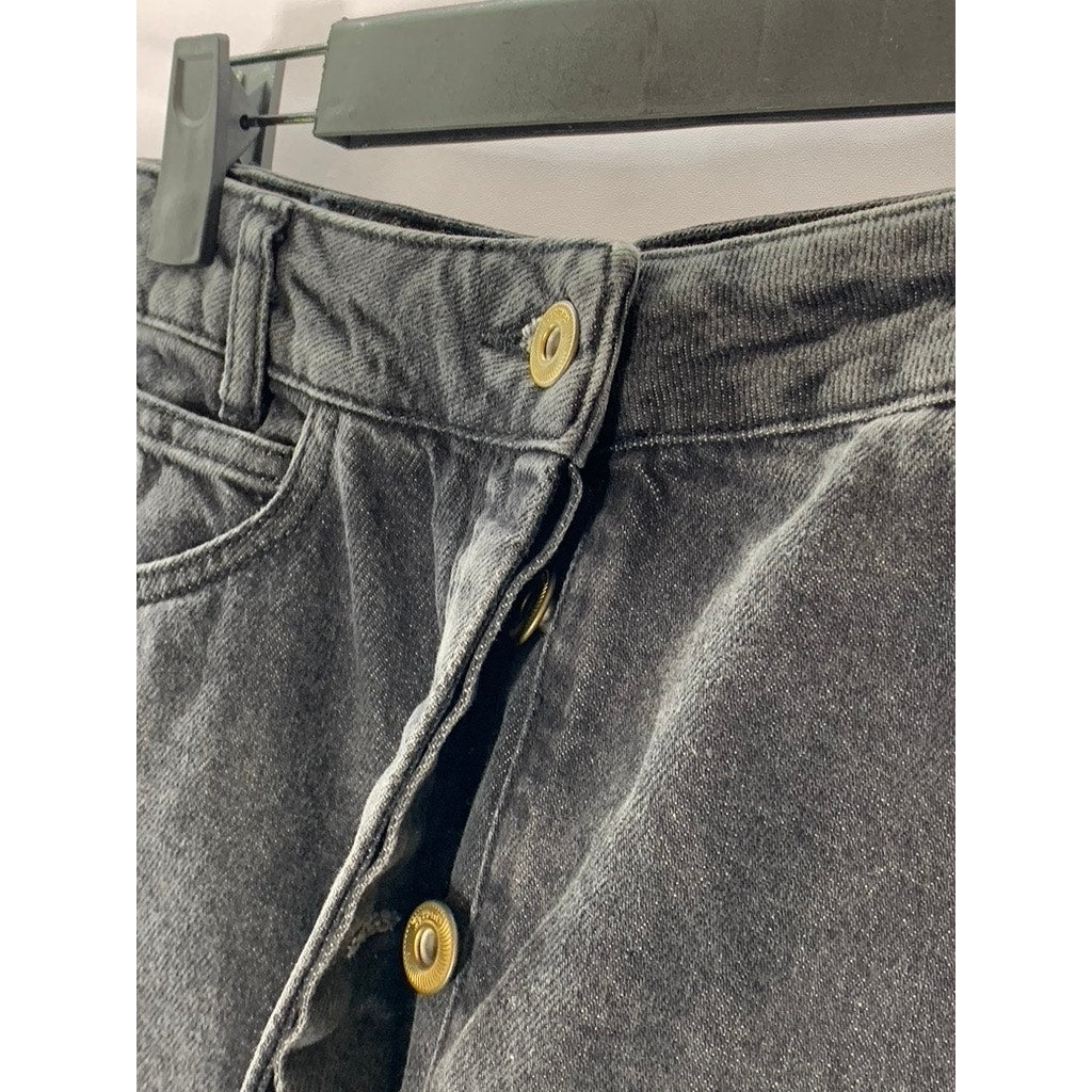 SESSUN BLUE Women's Black Denim Amadeo Split Button Front Skirt SZ 36(US4)