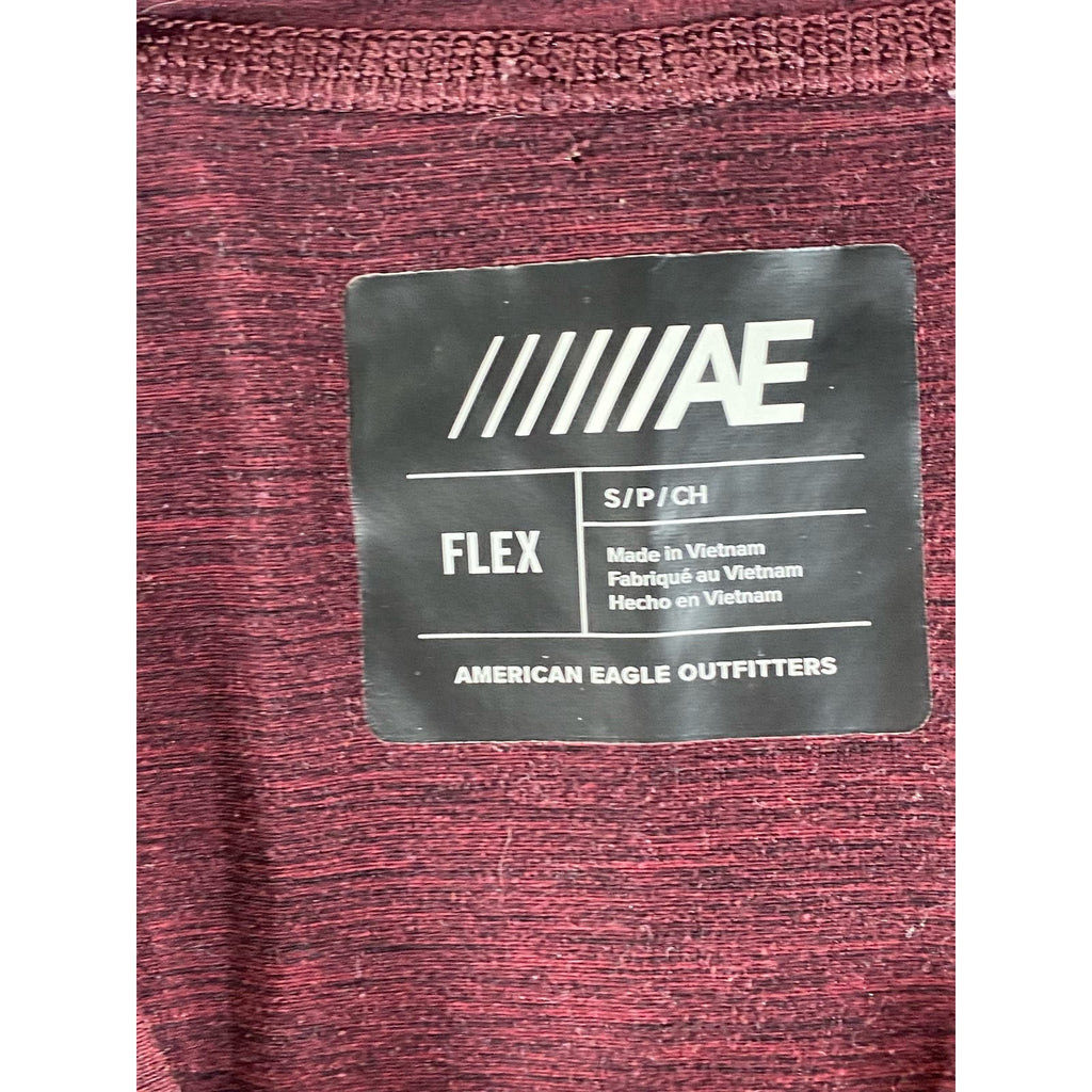 AMERICAN EAGLE Men's Burgundy/Grey Colorblock Crewneck AE Flex T-Shirt SZ S