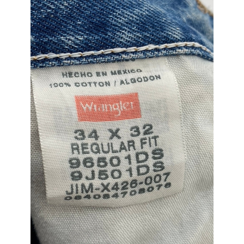 WRANGLER Women's Medium Wash Blue Cutoff Regular-Fit Shorts SZ 34