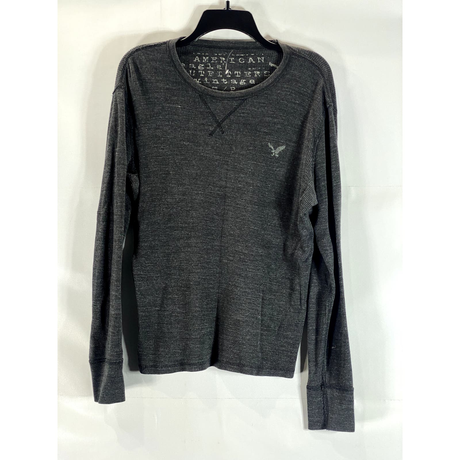 AMERICAN EAGLE OUTFITTERS Men's Charcoal Vintage Crewneck Thermal Shirt SZ S