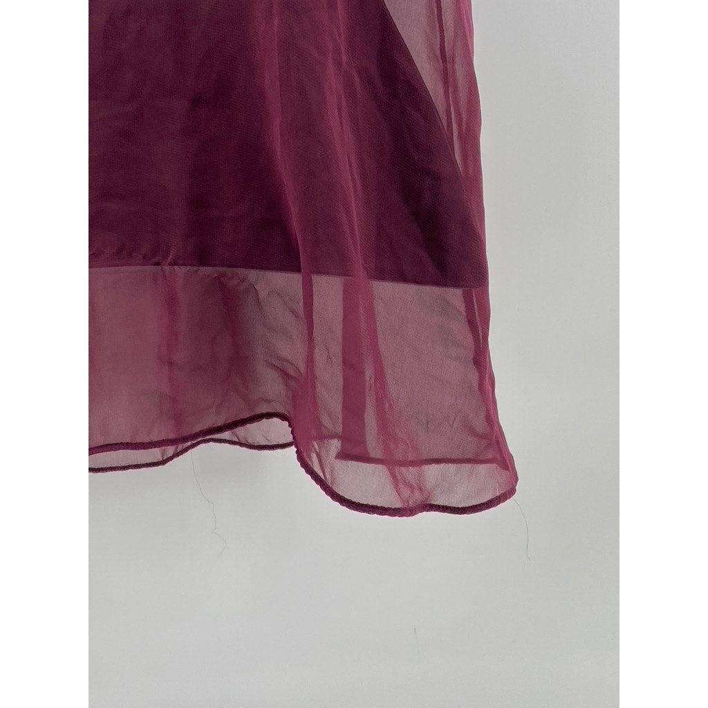 VICTORIA'S SECRET Women's Burgundy Floral Mesh Spaghetti Strap Night Gown SZ XS