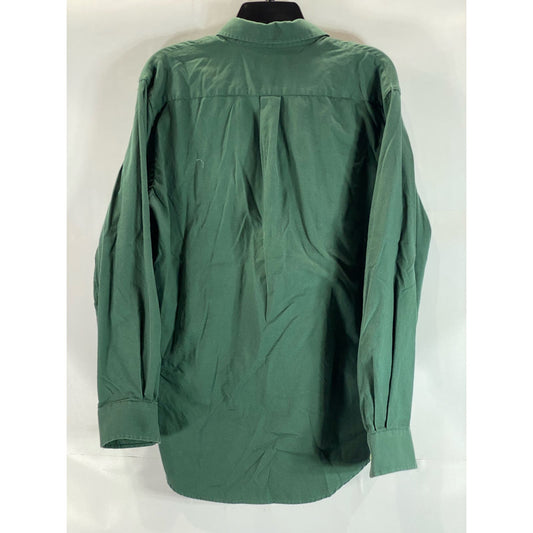 LANDS' END Men's Green Cotton Button-Up Long Sleeve Dress Shirt SZ 15-15.5