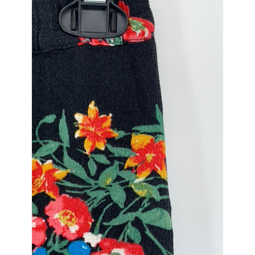 XHILARATION Women's Black Floral Textured Wrap Midi Skirt SZ S