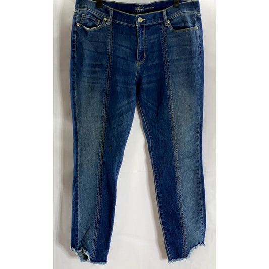 SOHO NEW YORK & COMPANY Women's Blue Raw-Hem Skinny Ankle Jeans SZ 14