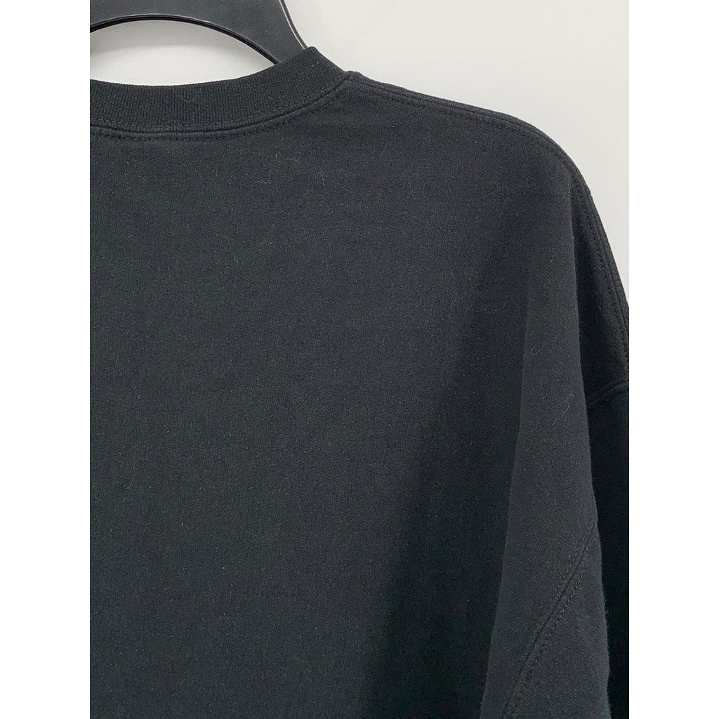 GILDAN Men's Black Graphic Crewneck Heavy Blend Long Sleeve Sweatshirt SZ XL