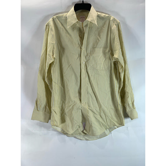 BROOKS BROTHERS 346 Men's Yellow Striped No-Iron Original Button-Up Shirt SZ S