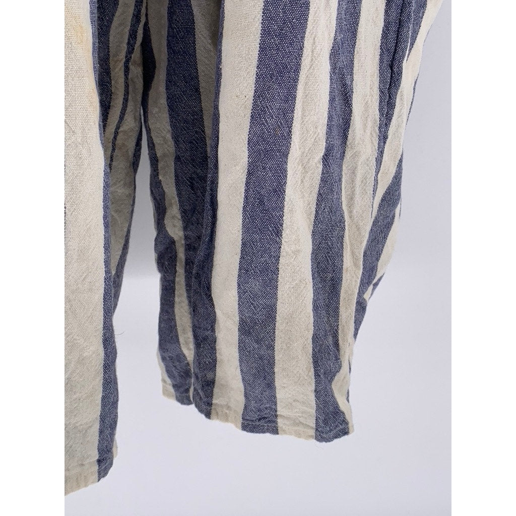 AMERICAN EAGLE Women's White-Blue Striped One-Piece Jumpsuit SZ S