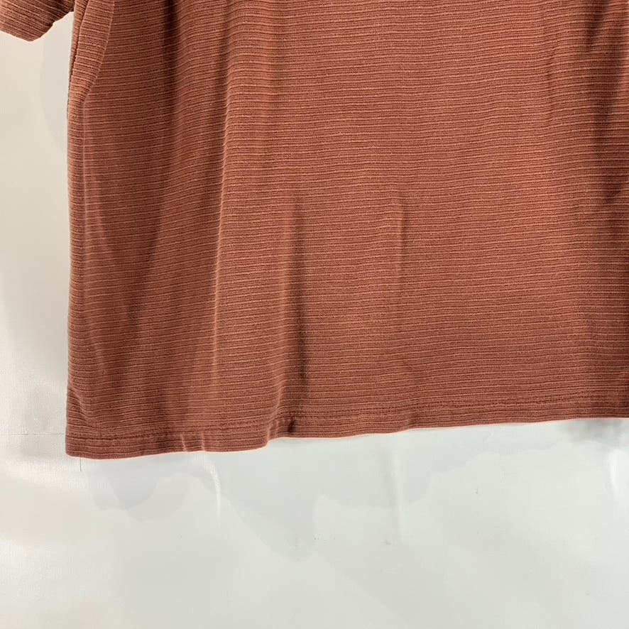 JOSEPH & FEISS Men's Burnt Orange Ribbed Short Sleeve Silk-Cotton Polo SZ L