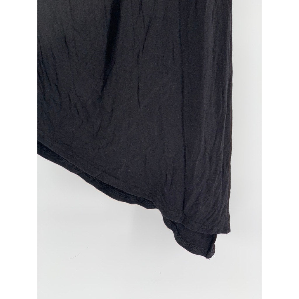 M Women's Black Cutout Shoulder Elbow Sleeve Asymmetrical Dress SZ L