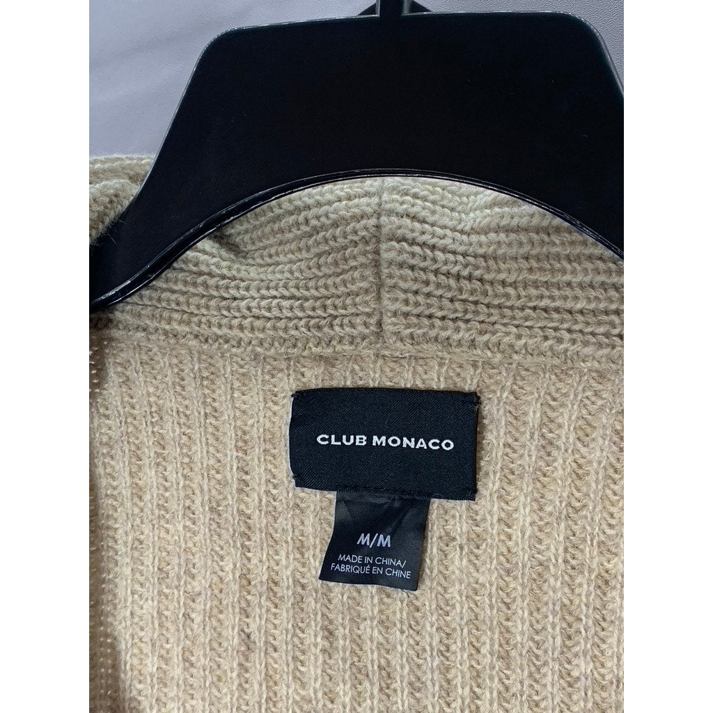 CLUB MONACO Men's Tan Ribbed Shawl-Collar Button-Up Long Sleeve Cardigan SZ M