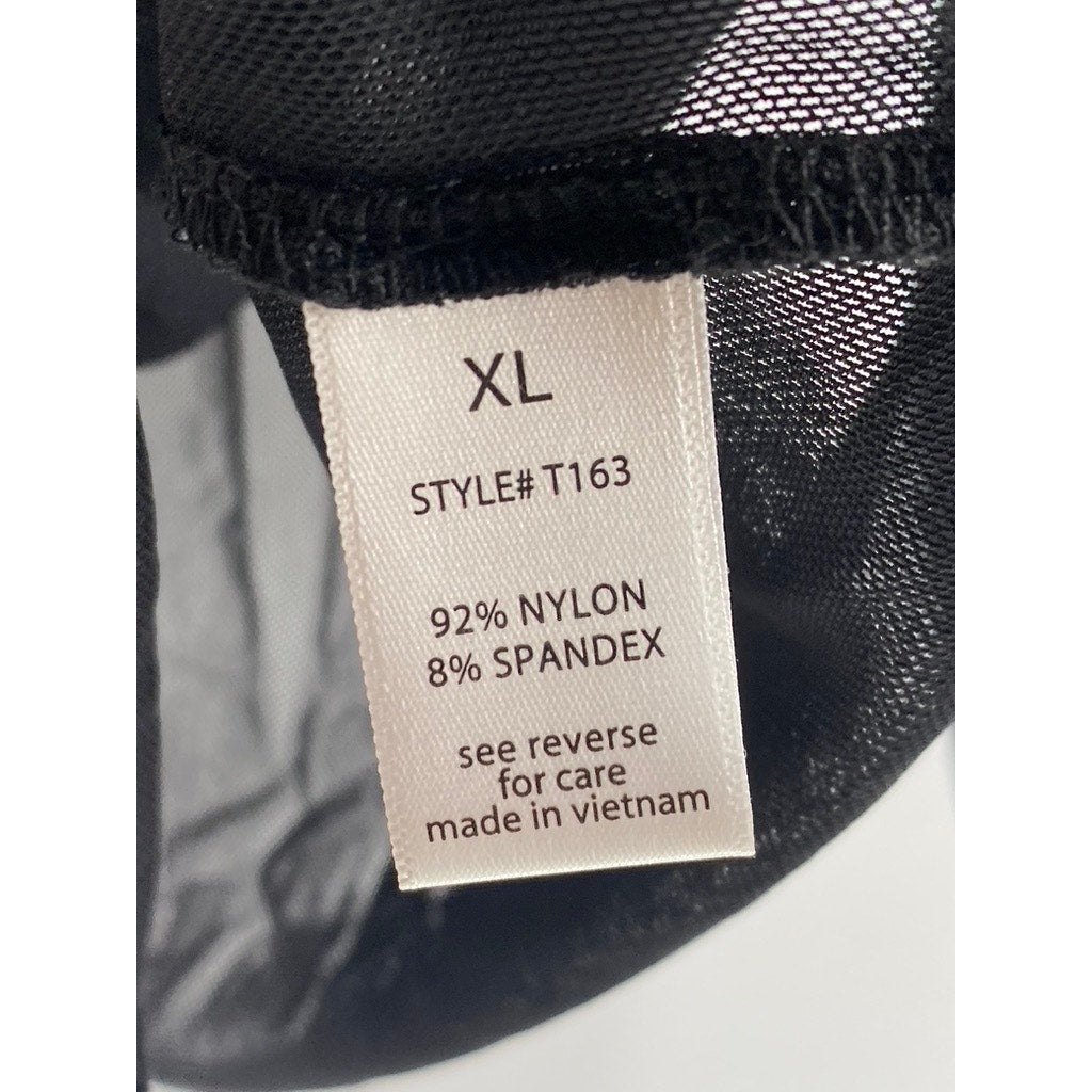 SUGAR RAIN Women’s Black Sheer Button-Up Long Sleeve Top SZ XL