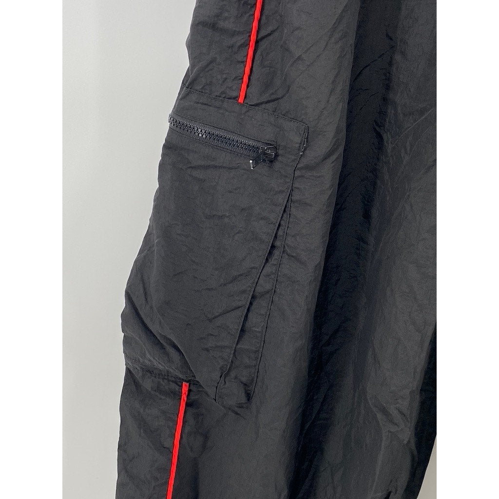 SHIEN Women's Black-Red Striped Pull-On Active Cargo Jogger Pants SZ M(US6)